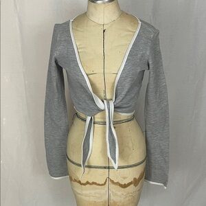 beau and eros Gray Tie-Front Cardigan Size Medium